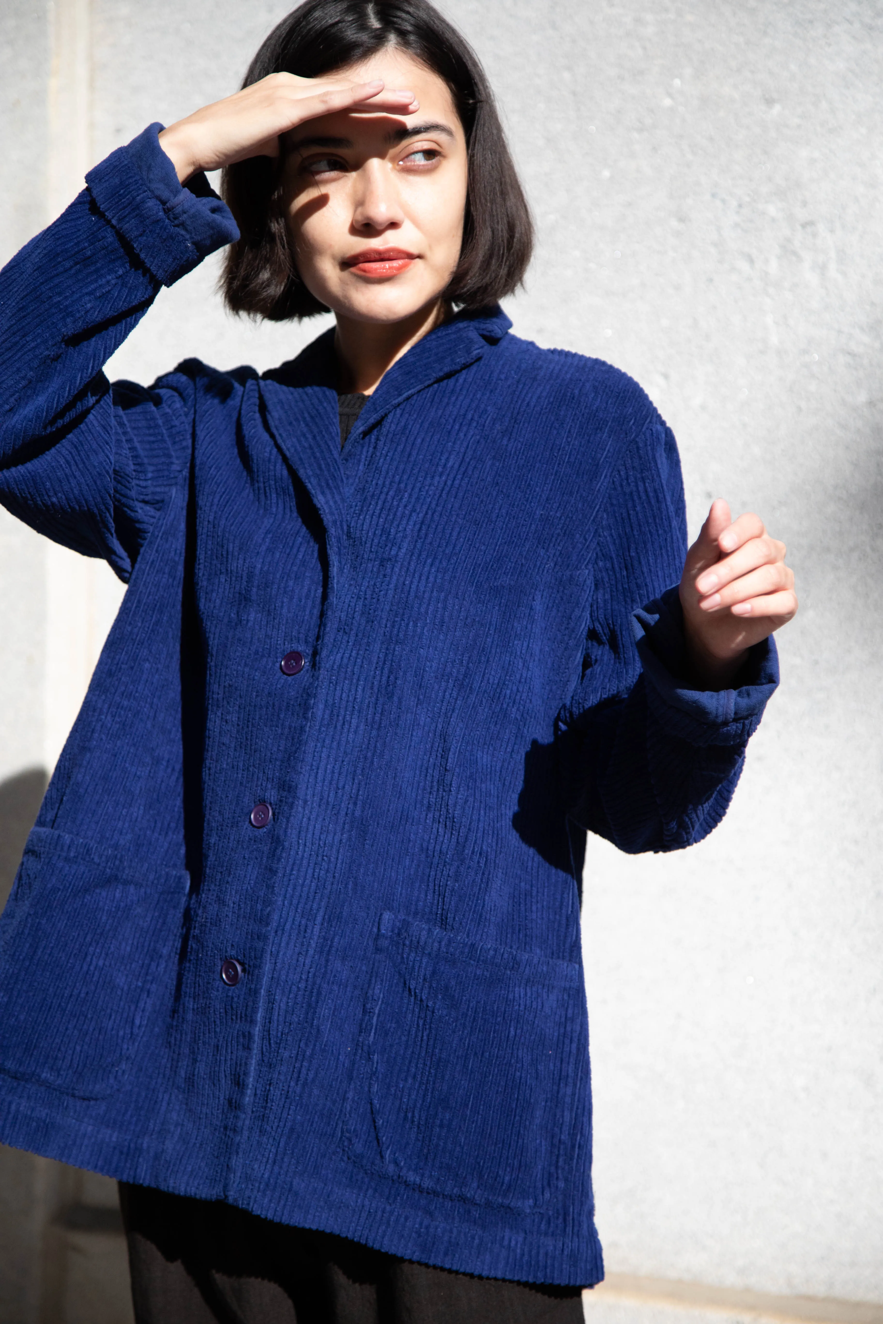 Manuelle Guibal | Wide Corduroy Jacket in Deep Blue