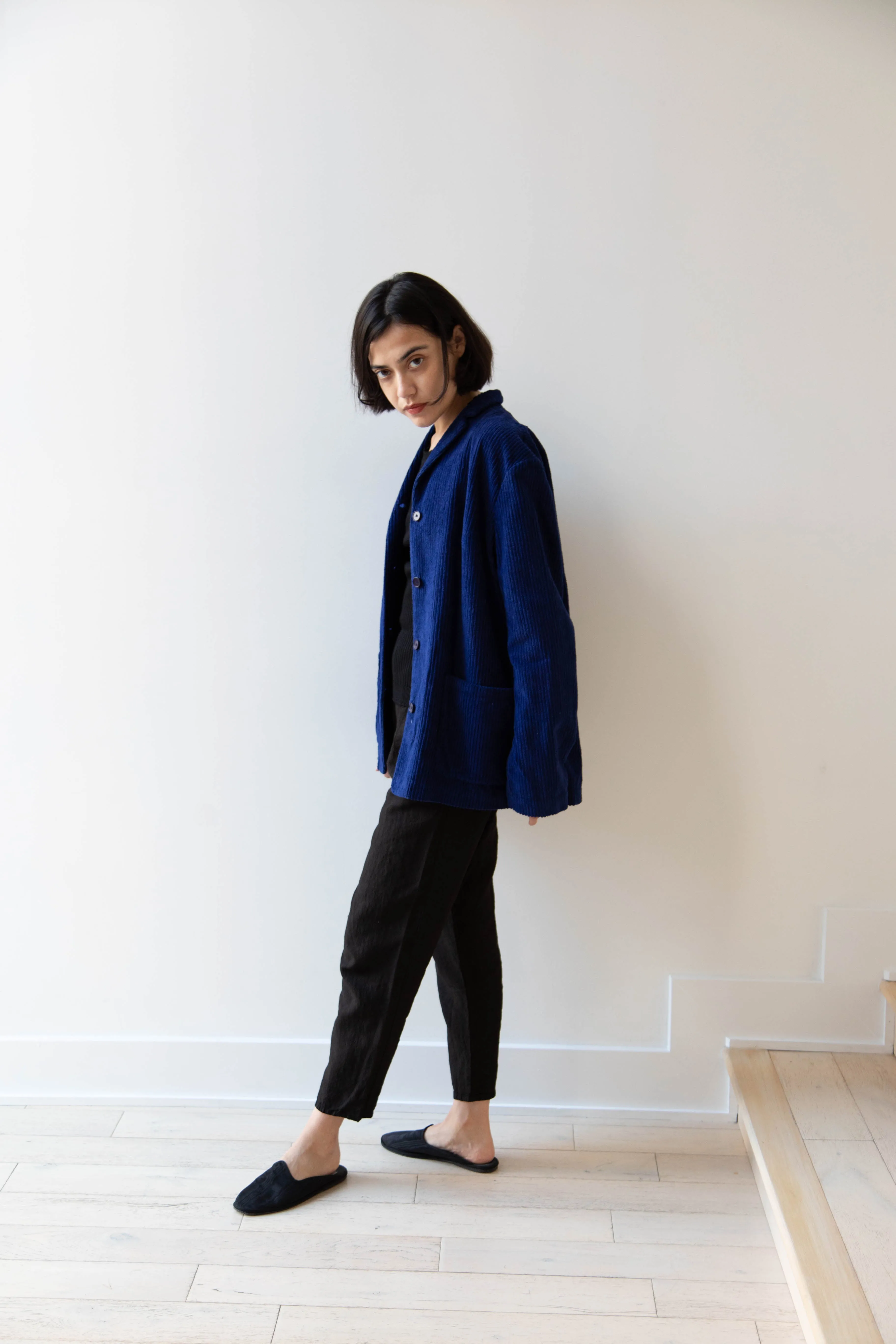 Manuelle Guibal | Wide Corduroy Jacket in Deep Blue
