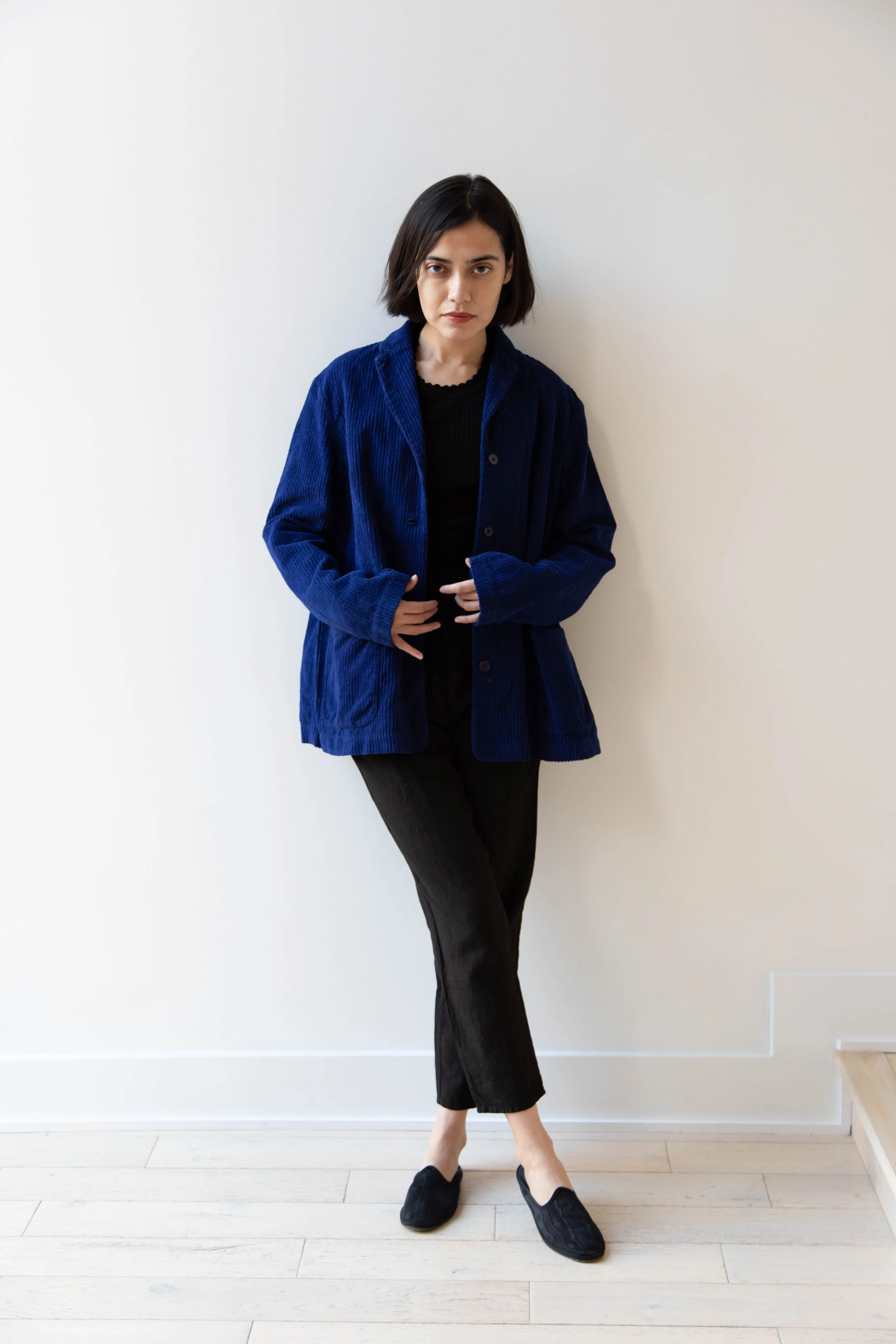 Manuelle Guibal | Wide Corduroy Jacket in Deep Blue