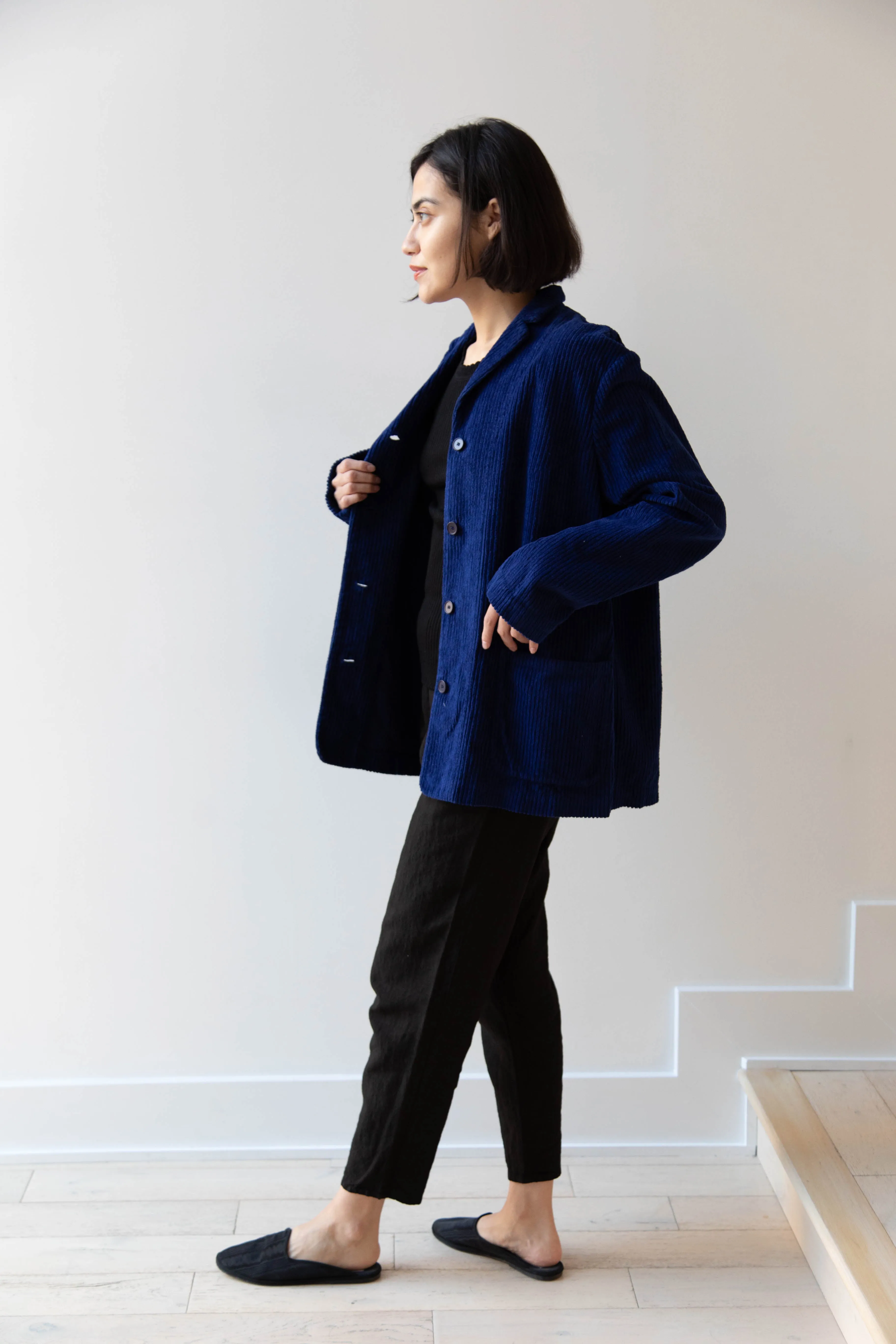 Manuelle Guibal | Wide Corduroy Jacket in Deep Blue