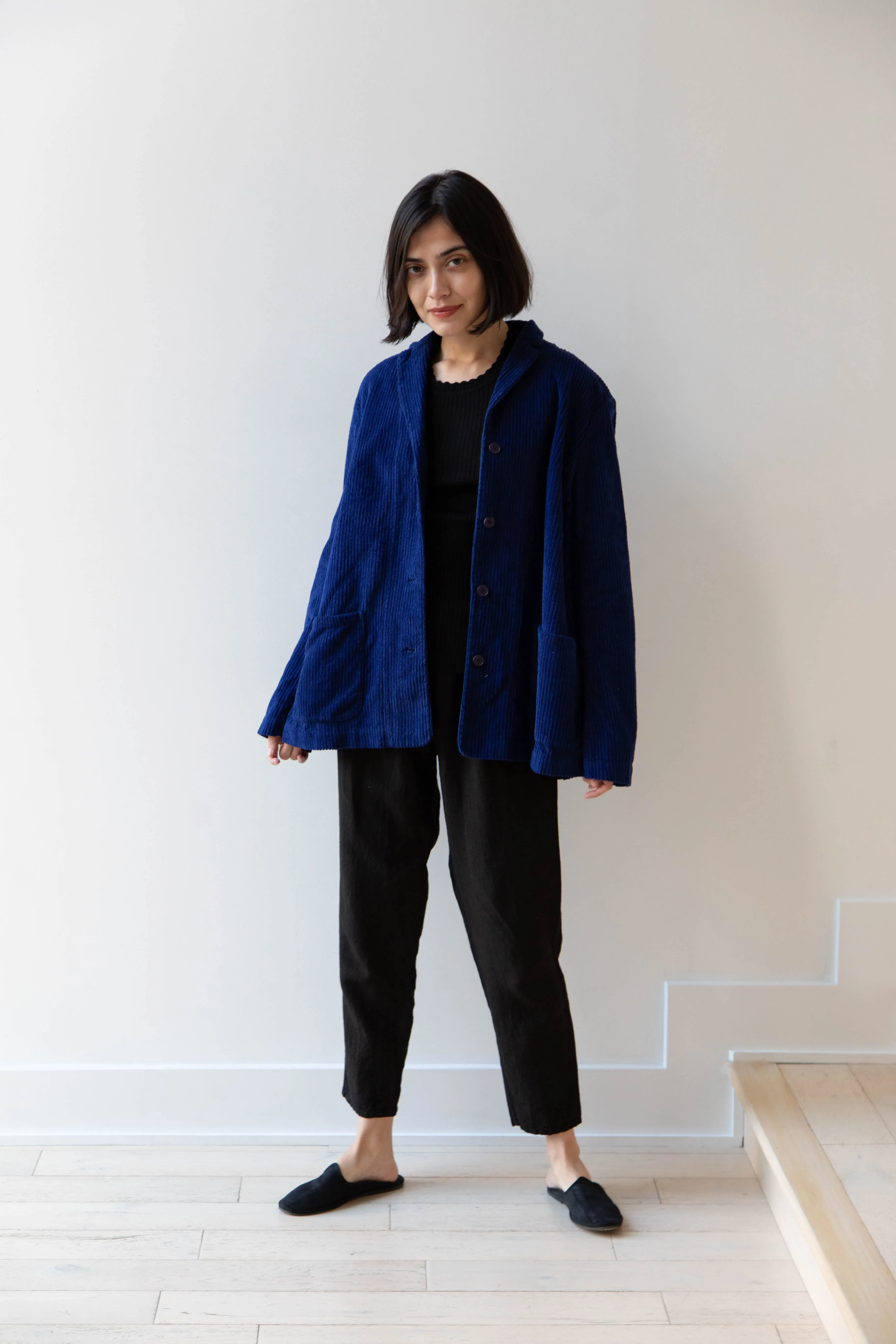 Manuelle Guibal | Wide Corduroy Jacket in Deep Blue