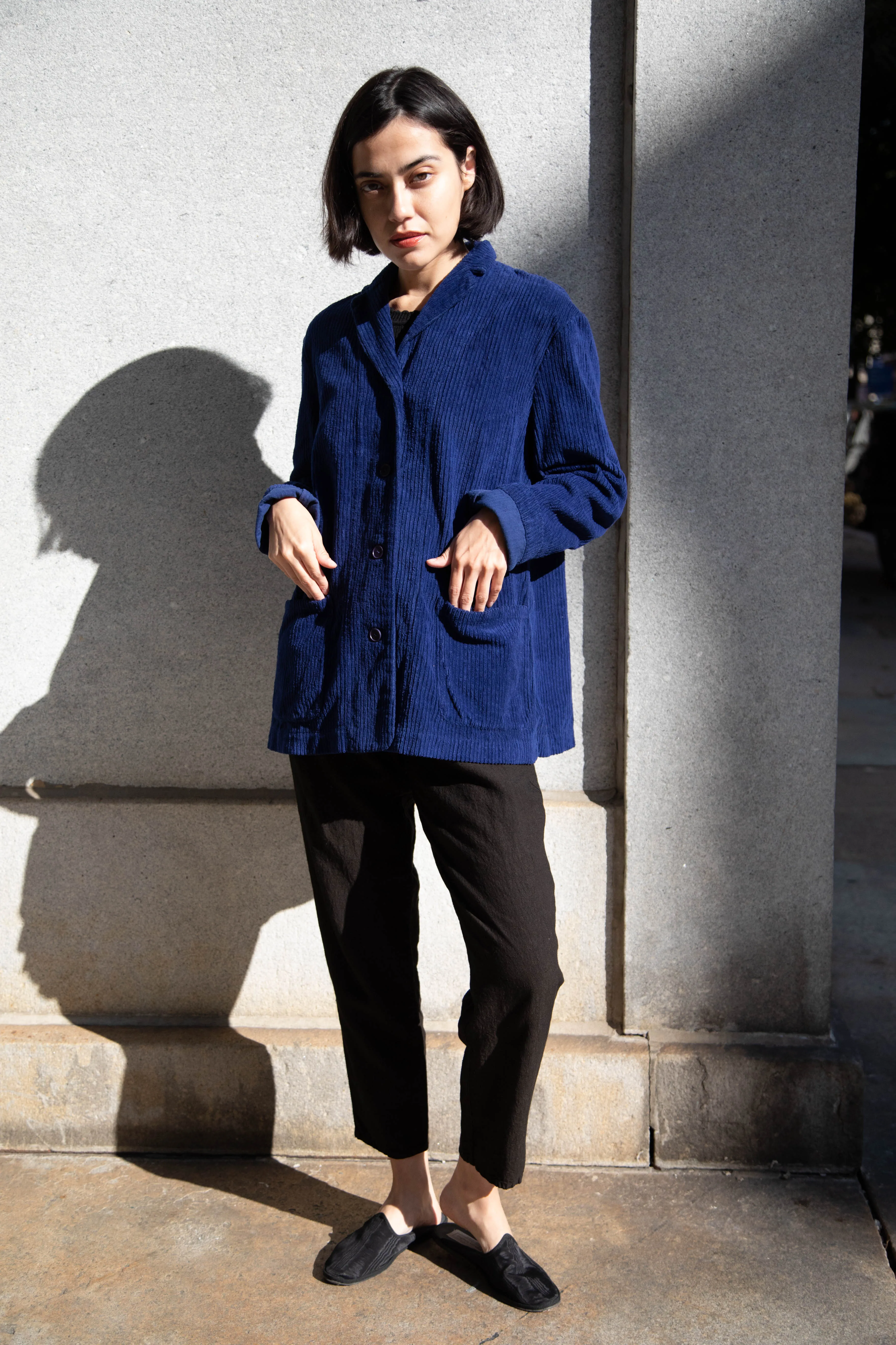 Manuelle Guibal | Wide Corduroy Jacket in Deep Blue