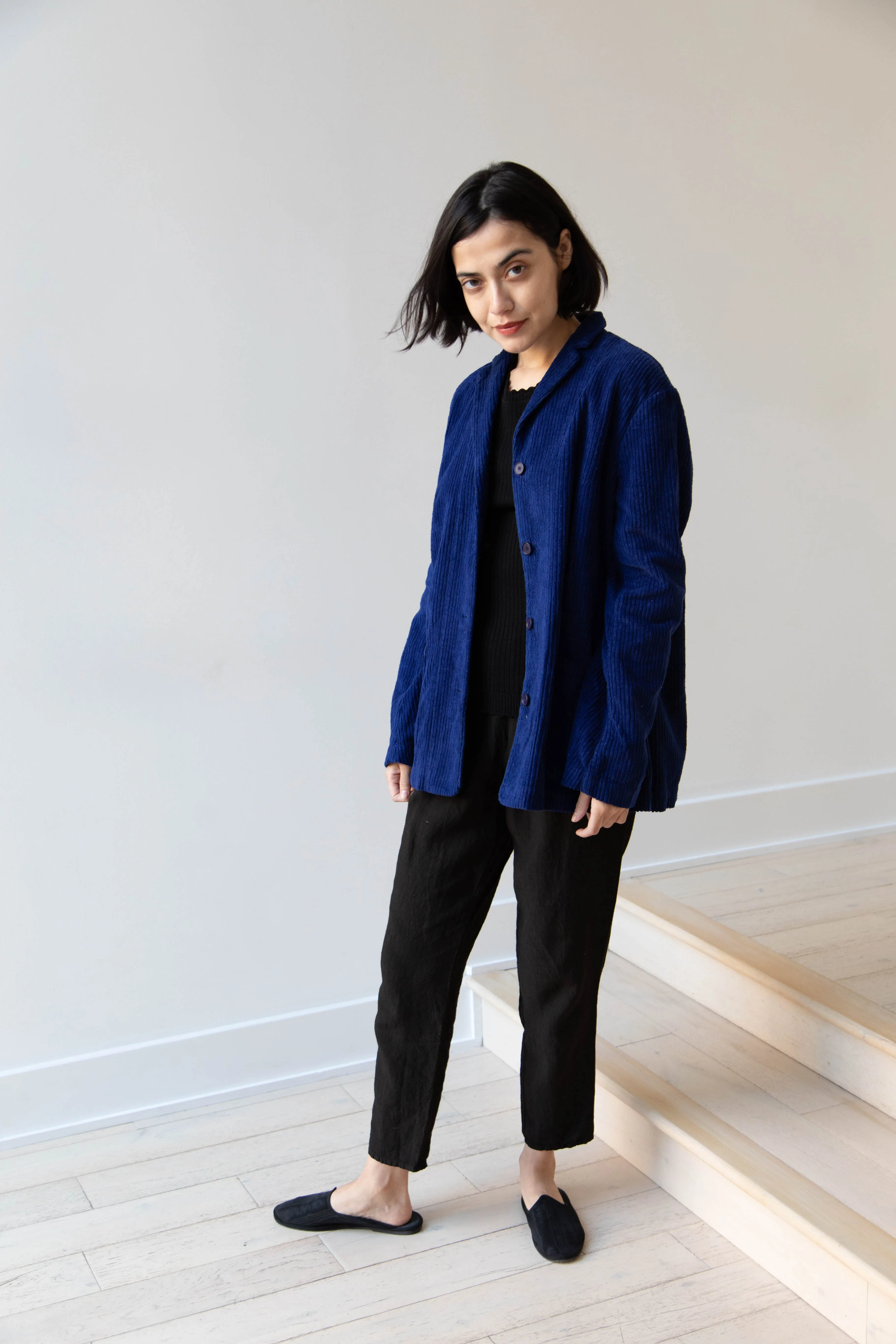 Manuelle Guibal | Wide Corduroy Jacket in Deep Blue