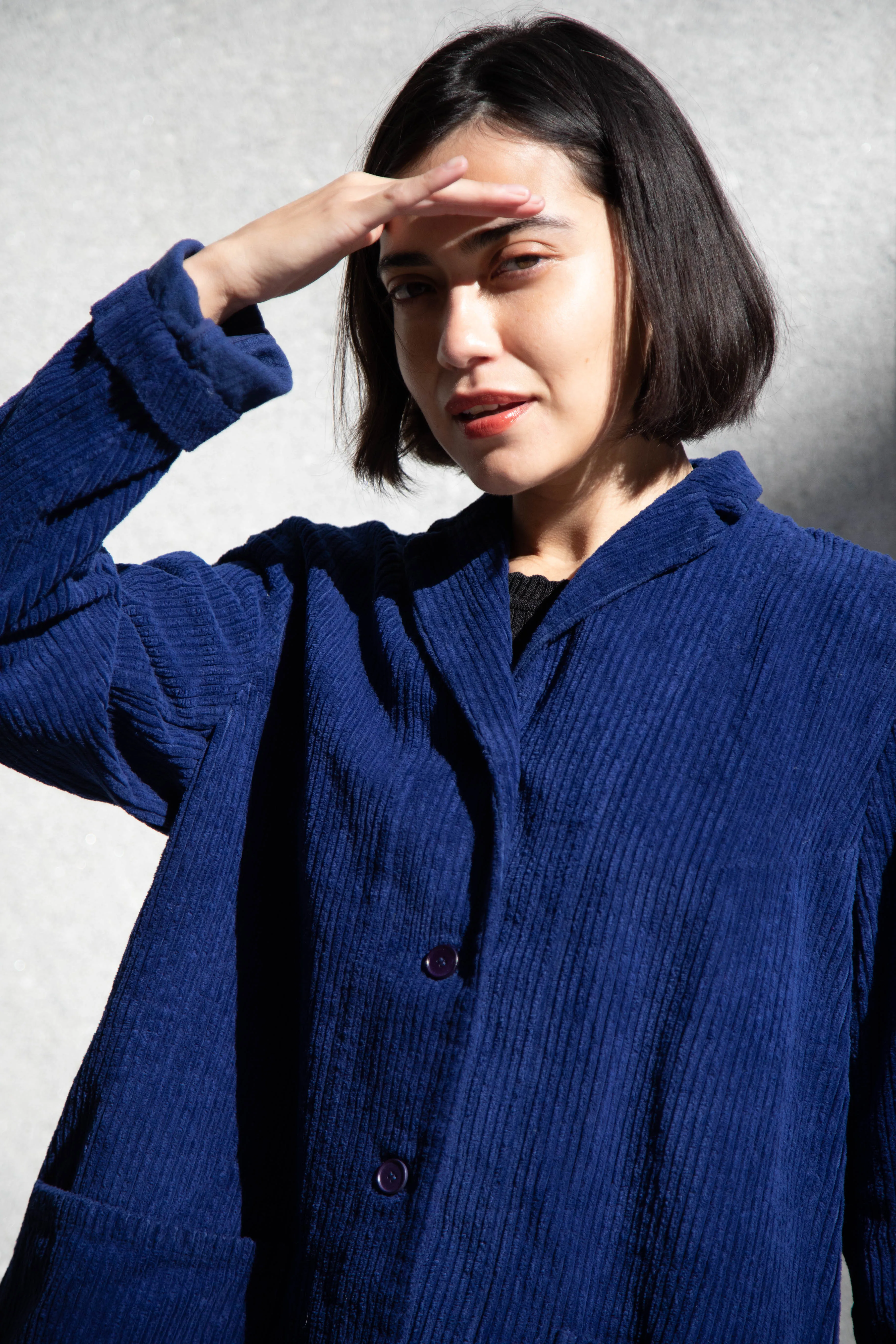Manuelle Guibal | Wide Corduroy Jacket in Deep Blue