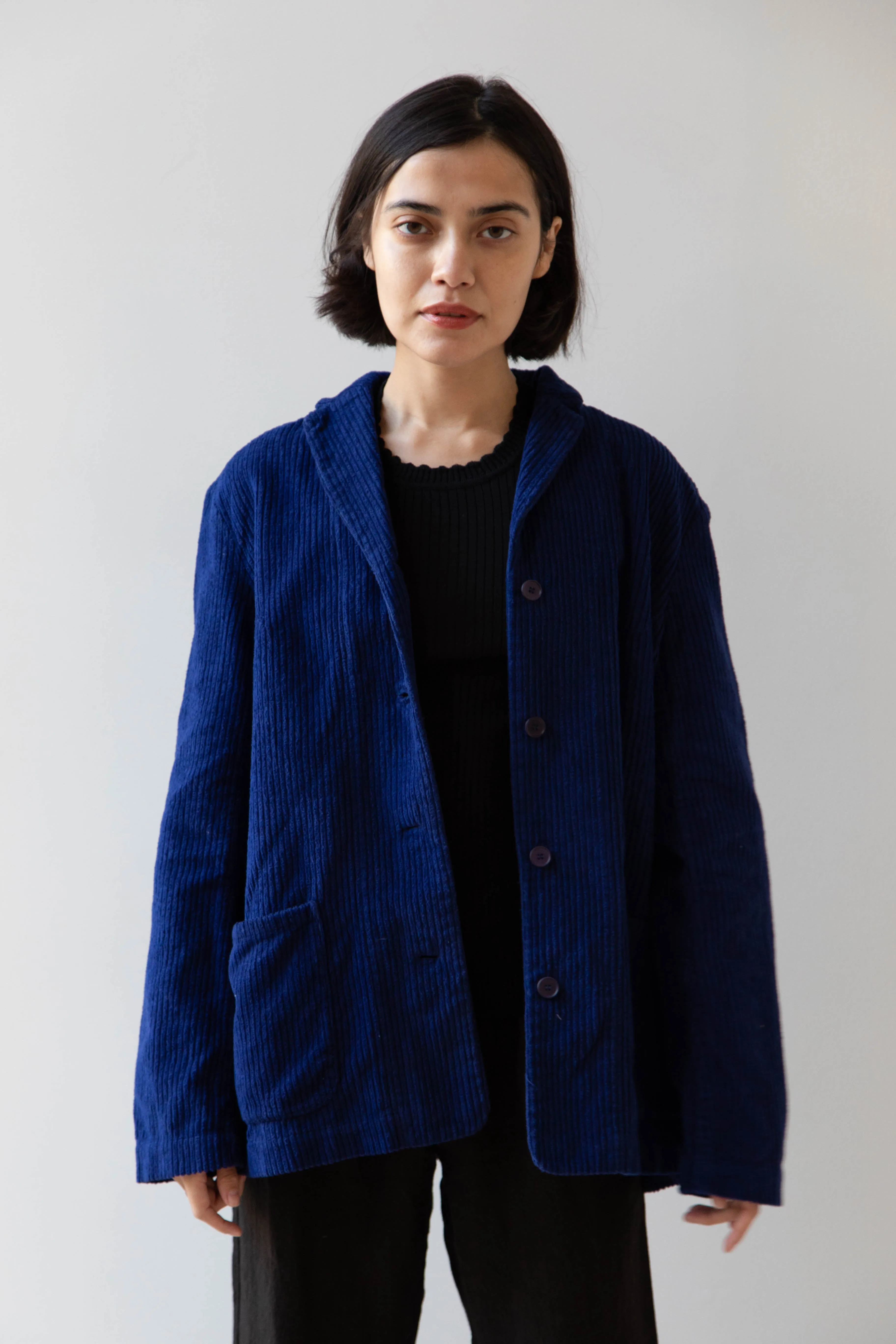 Manuelle Guibal | Wide Corduroy Jacket in Deep Blue