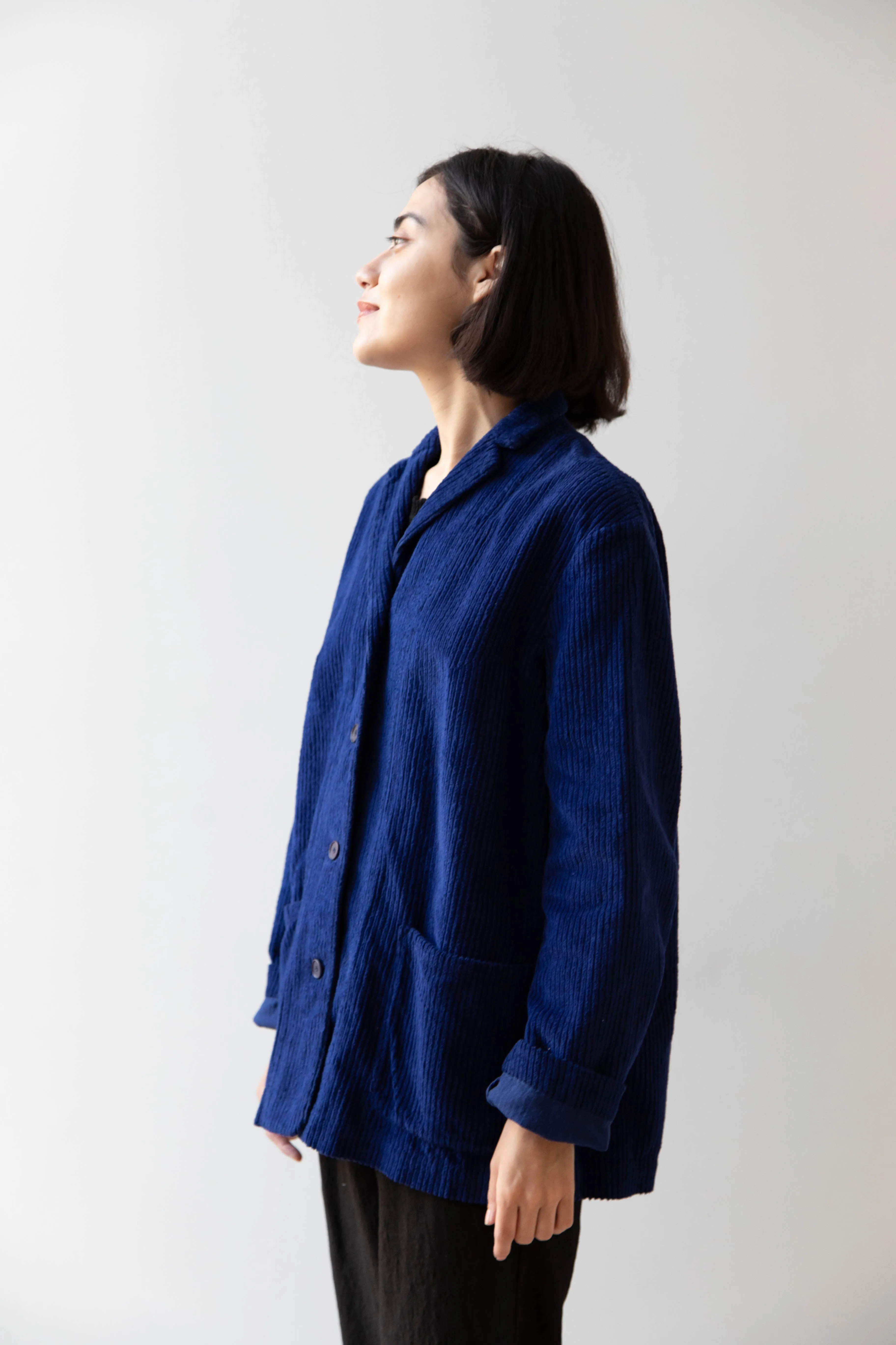 Manuelle Guibal | Wide Corduroy Jacket in Deep Blue
