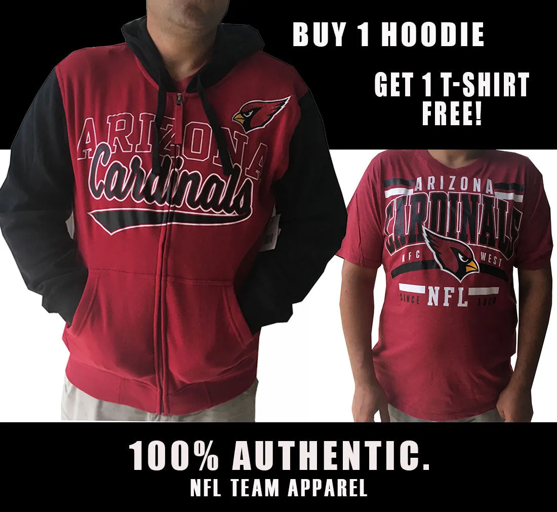 Men's Arizona Cardinals Full Zip Hoodie & FREE T-SHIRT