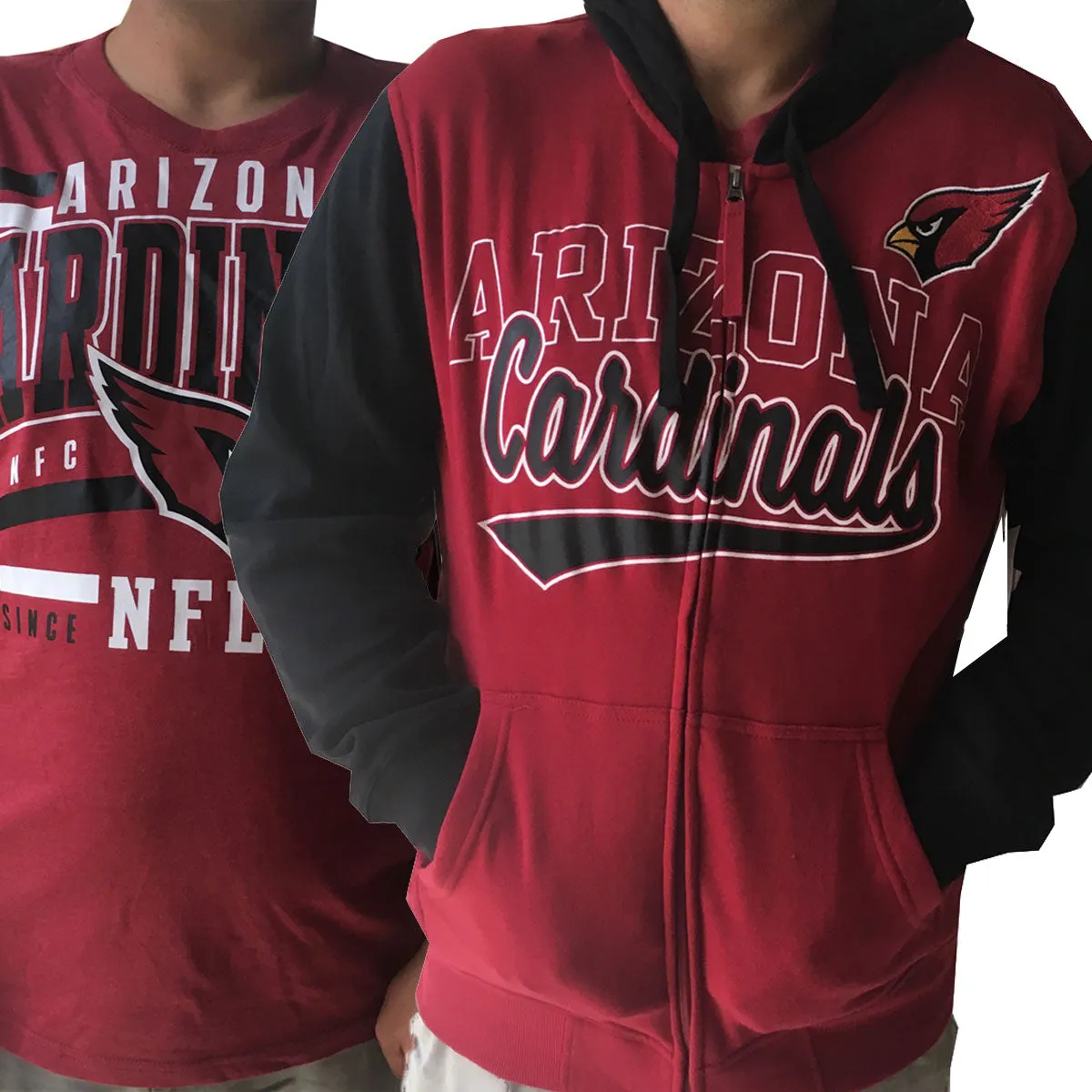 Men's Arizona Cardinals Full Zip Hoodie & FREE T-SHIRT