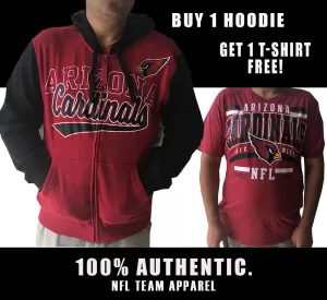Men's Arizona Cardinals Full Zip Hoodie & FREE T-SHIRT