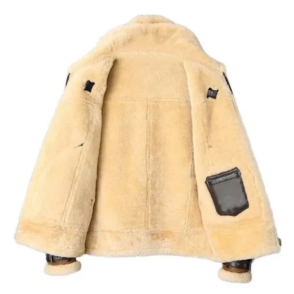 Men's Brown Faux Shearling B3 Bomber Leather Jacket