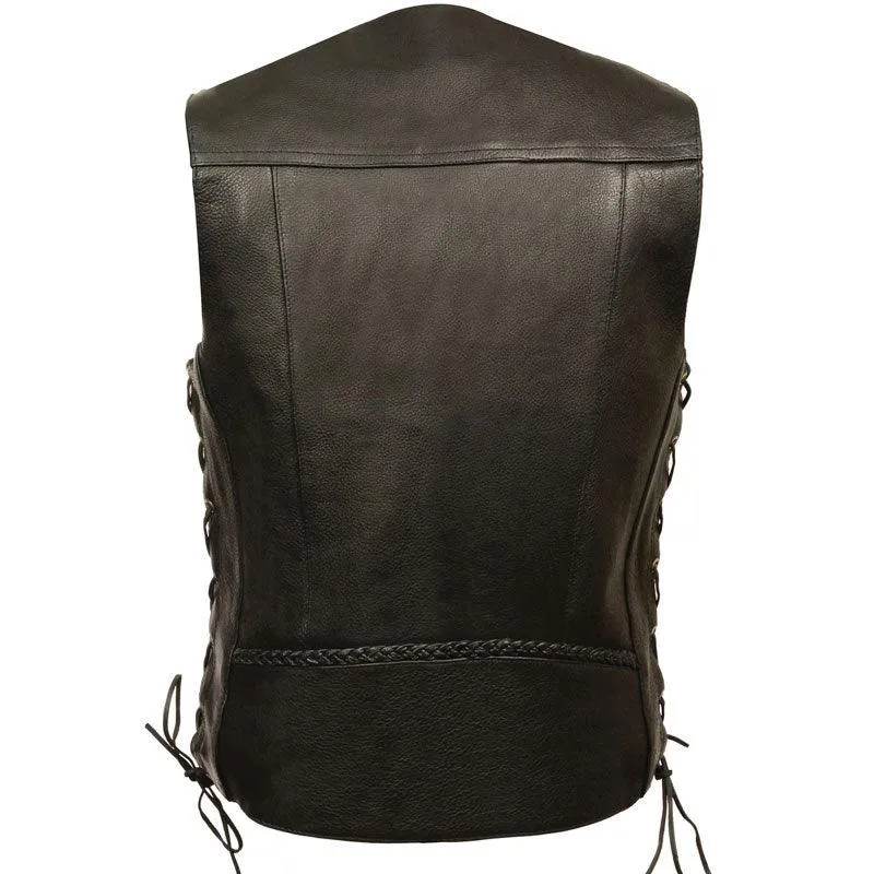 MEN'S BUFFALO SNAP BRAIDED SIDE LACE VEST IN BLACK