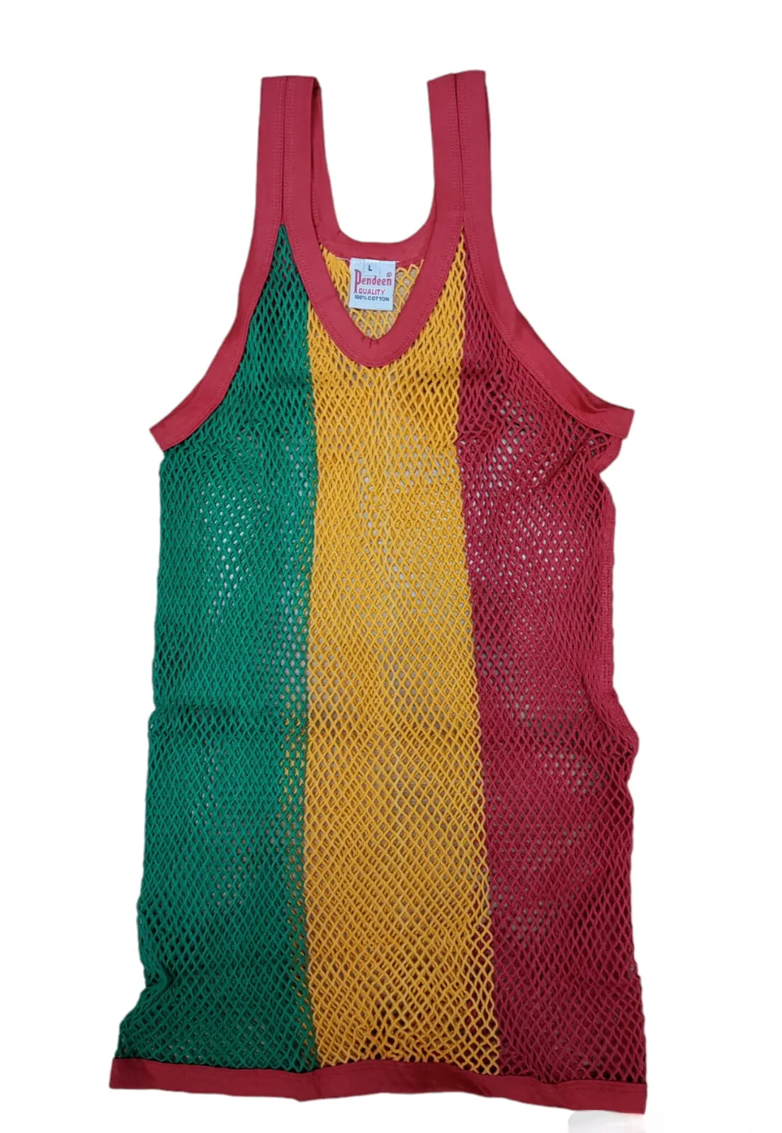Mens Original Pendeen Vest Men Rasta Mesh Fishnet String Top Cotton Summer Gym Wear