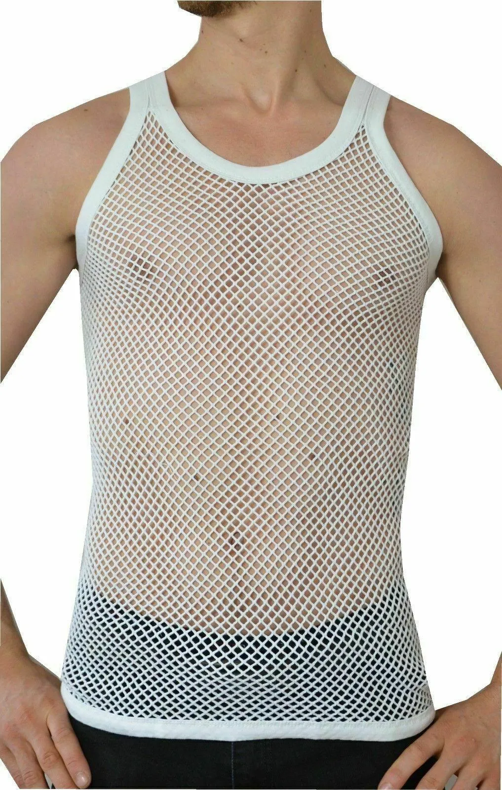 Mens Original Pendeen Vest Men Rasta Mesh Fishnet String Top Cotton Summer Gym Wear