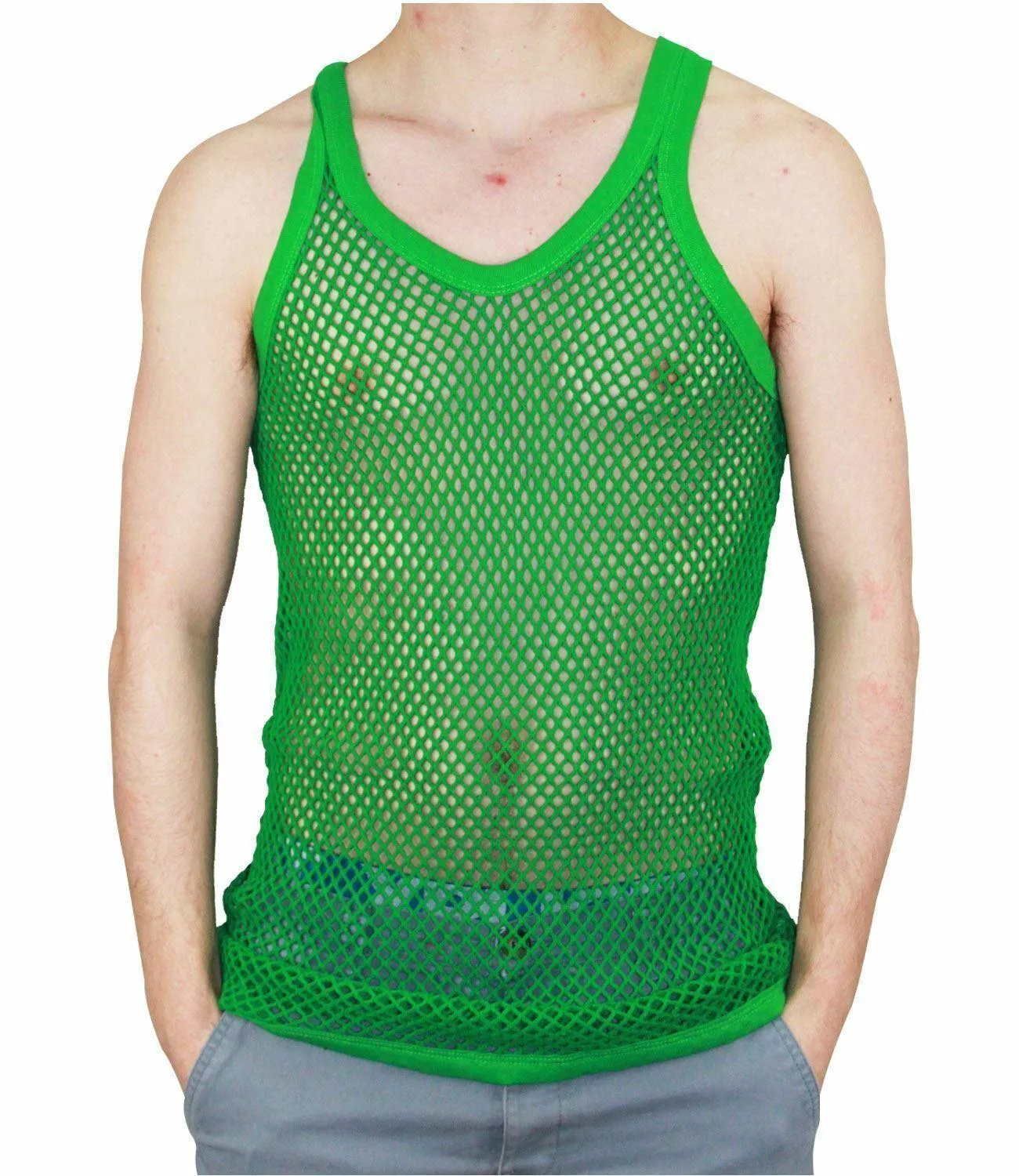 Mens Original Pendeen Vest Men Rasta Mesh Fishnet String Top Cotton Summer Gym Wear