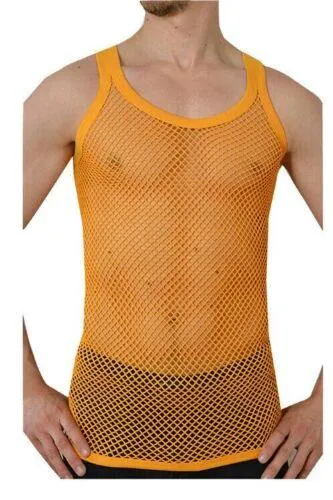 Mens Original Pendeen Vest Men Rasta Mesh Fishnet String Top Cotton Summer Gym Wear
