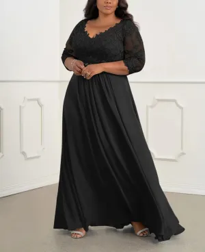 Mother of The Bride Dresses Lace Chiffon Formal Evening Dresses V Neck Wedding Guest Dresses for Women Plus Size