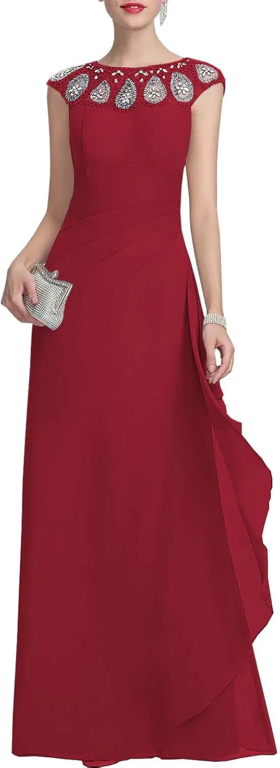 NABN Mother of The Bride Dress Formal Evening Gowns Sleeveless Chiffon Wedding Guest Dresses for Women