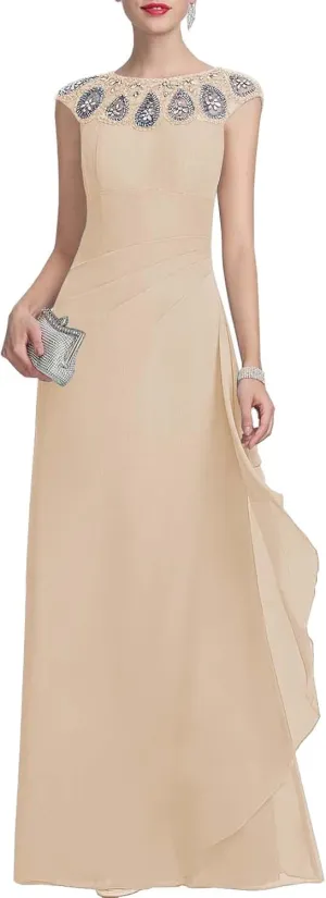 NABN Mother of The Bride Dress Formal Evening Gowns Sleeveless Chiffon Wedding Guest Dresses for Women