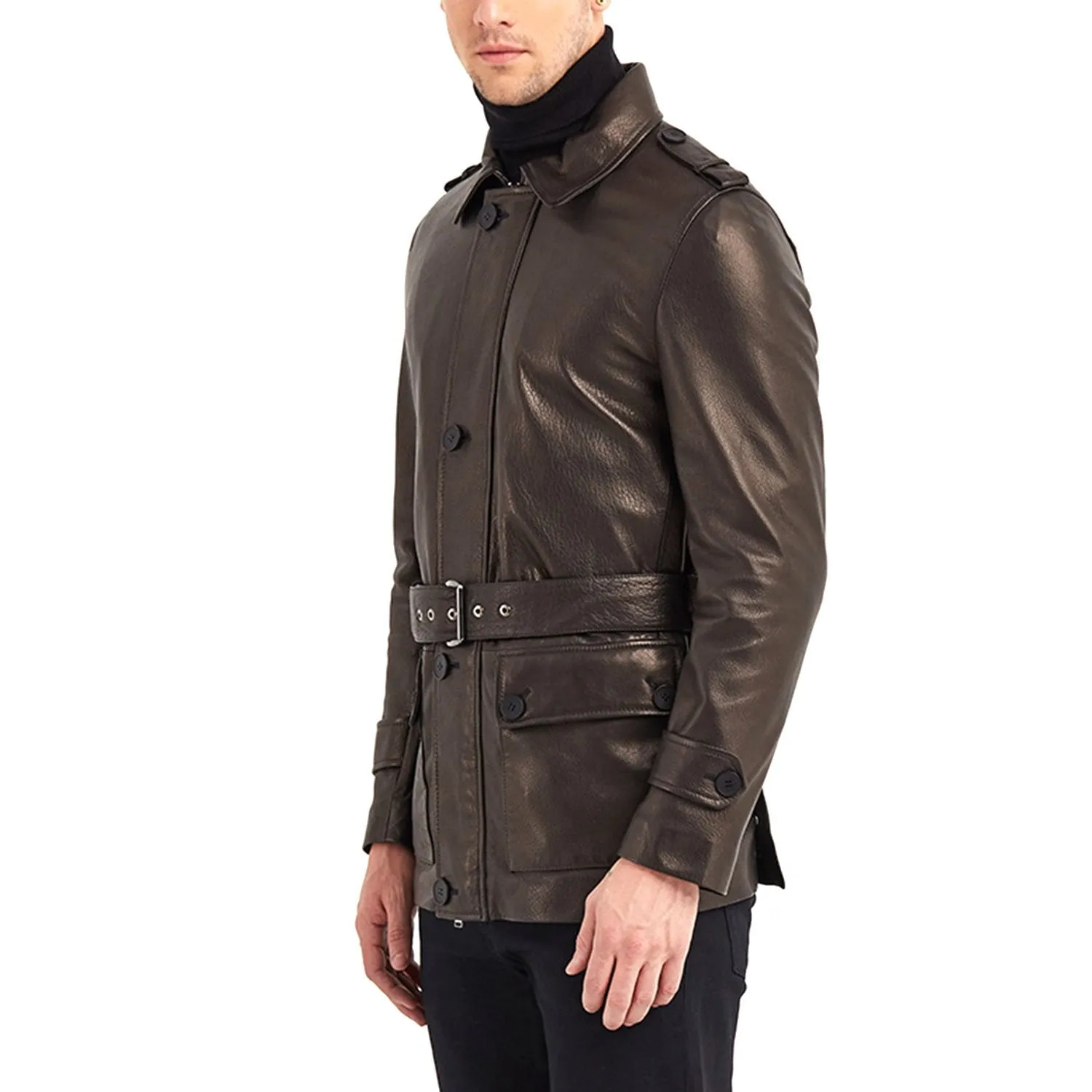 Newline Fashion Joseph Leather Jacket - Bronze/Black