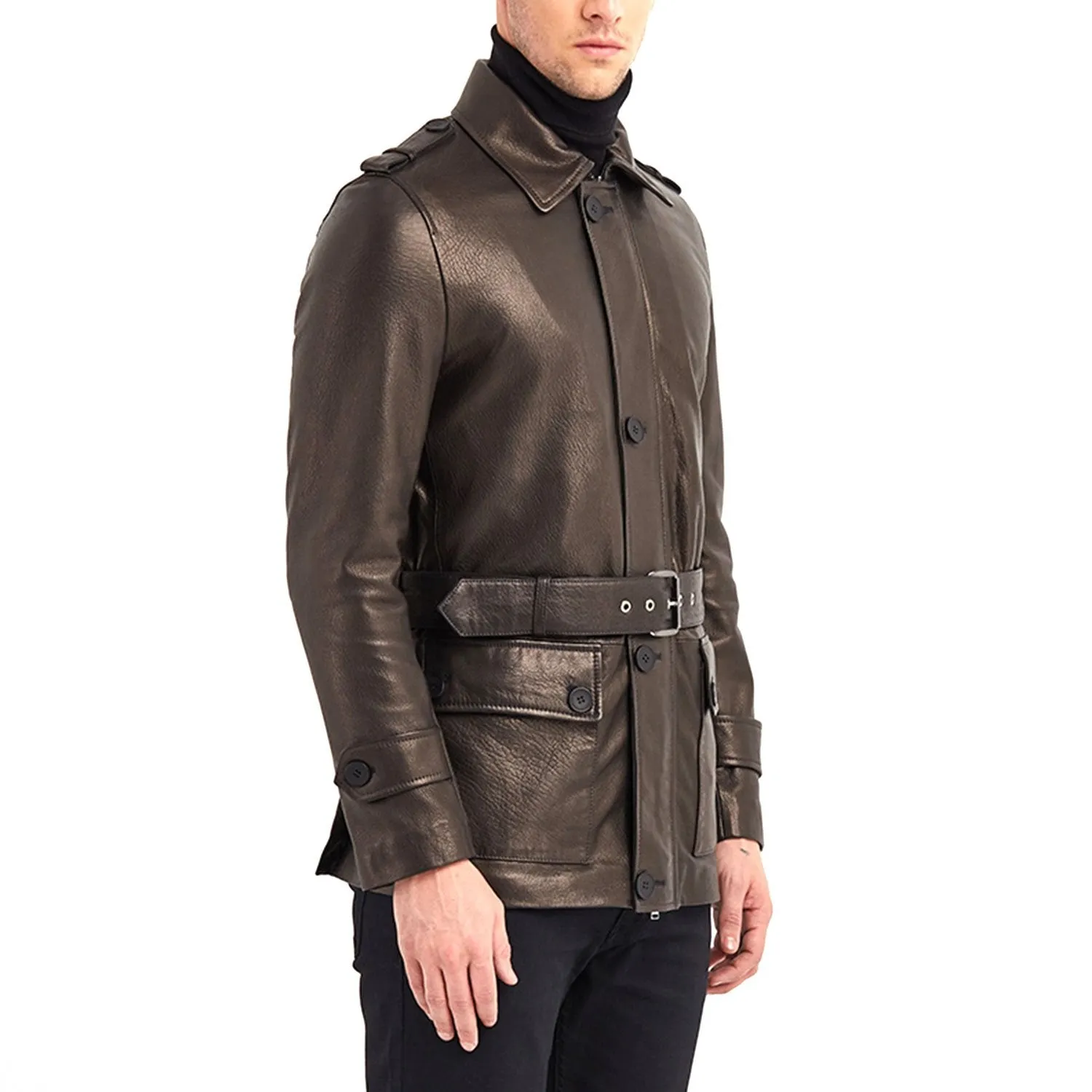 Newline Fashion Joseph Leather Jacket - Bronze/Black