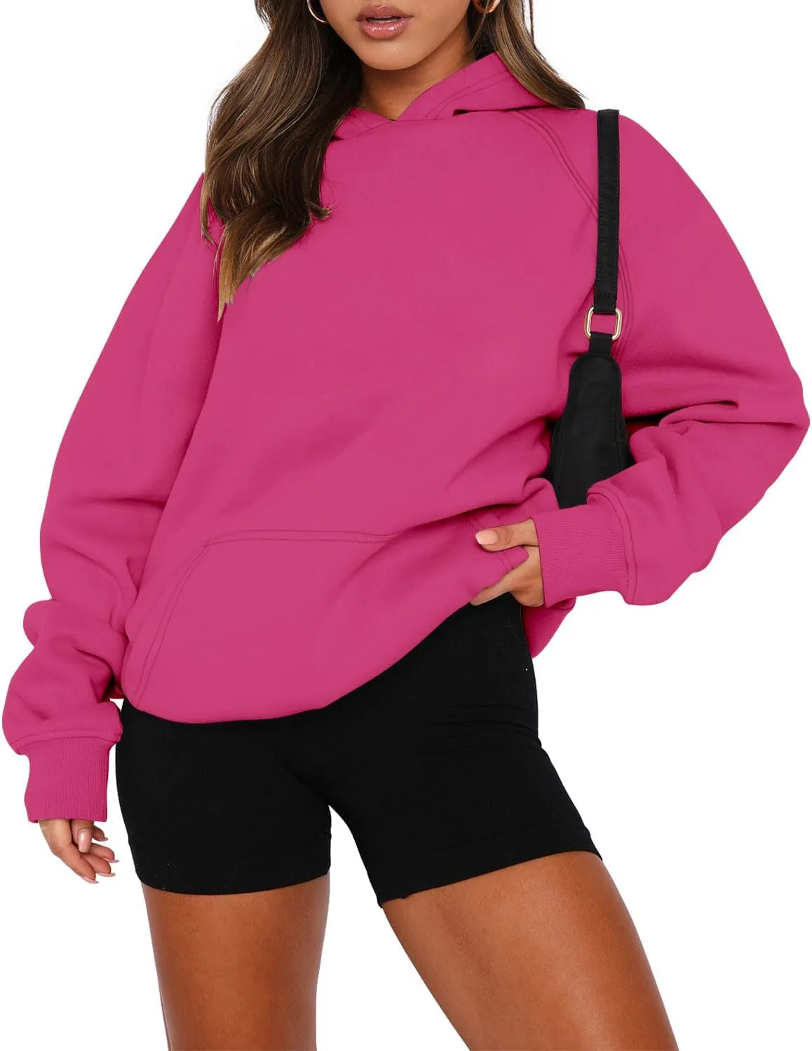 onlypuff Women Pullover Sweatshirt Long Sleeve Hoodies Kangaroo Pocket Fleece Basic Sweater