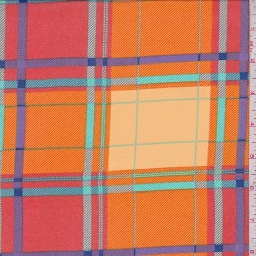 Orange/Red Plaid Georgette Fabric