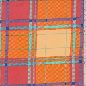 Orange/Red Plaid Georgette Fabric