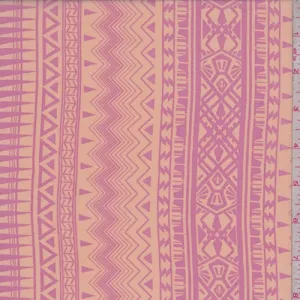 Pale Peach/Day Glo Pink Incan Stripe Georgette Fabric