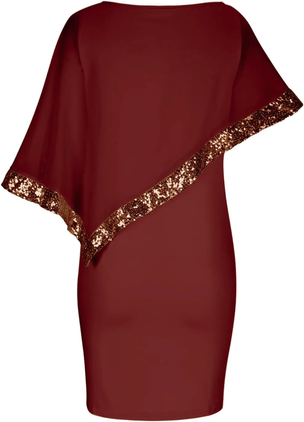 Plus Size Cape Dresses for Women with Metallic Trim Chiffon Overlay Bodycon Pencil Dress Wedding Cocktail Party Dress