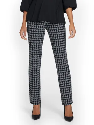 Pull-On Houndstooth Straight-Leg Ponte Pant - Superflex