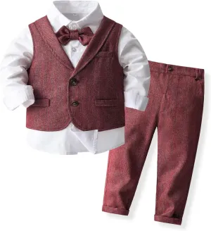 PureMilk Baby Toddler Boy Formal Gentleman Tuxedo Outfits Sets 1-5 Years