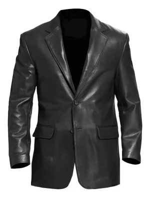 Pyrith Classic Black Leather Blazer