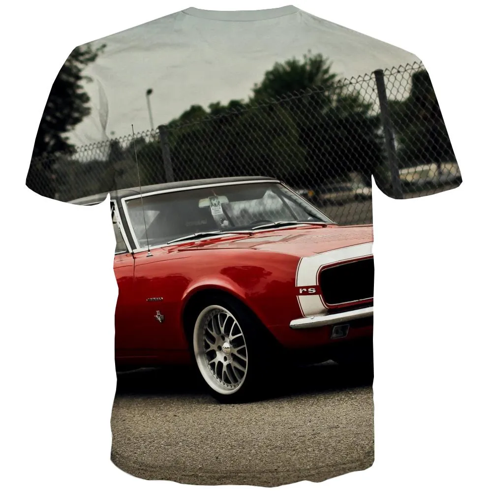 Racing Car T-shirt Men Metal Tshirts Novelty City Tshirts Casual Gray Tshirt Anime Retro T-shirts Graphic