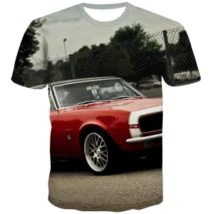 Racing Car T-shirt Men Metal Tshirts Novelty City Tshirts Casual Gray Tshirt Anime Retro T-shirts Graphic