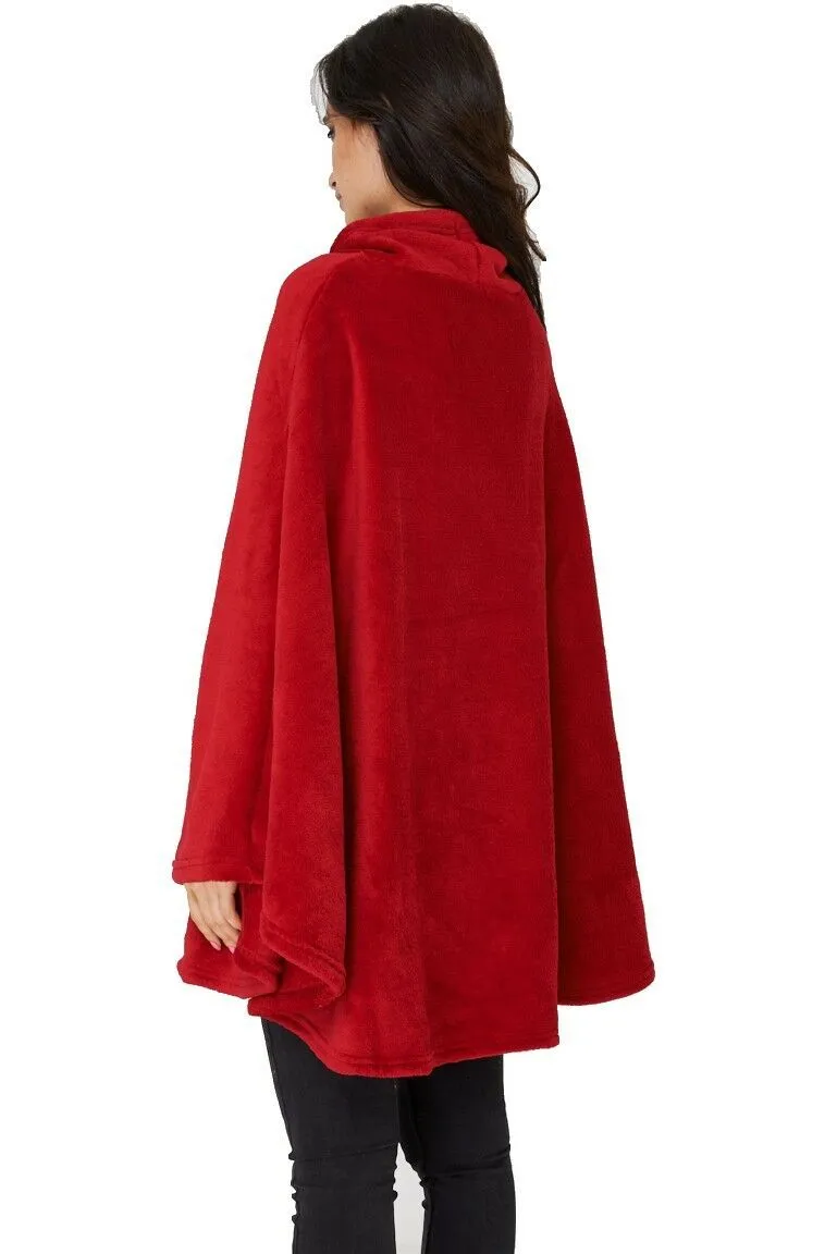 Red Super Soft Indoor Shawl Top Christmas Pullover