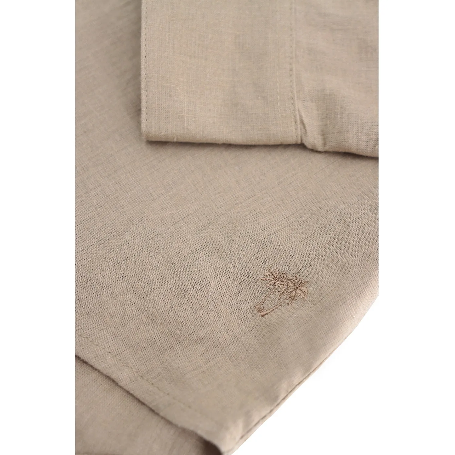 Relaxed Fit Linen Button-Down Shirts - Camel