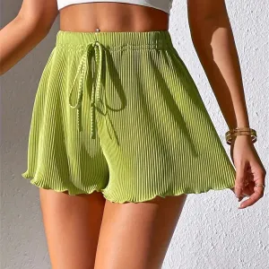 Ribbed Drawstring Elastic Waist Shorts for Women, Casual Summer Wear