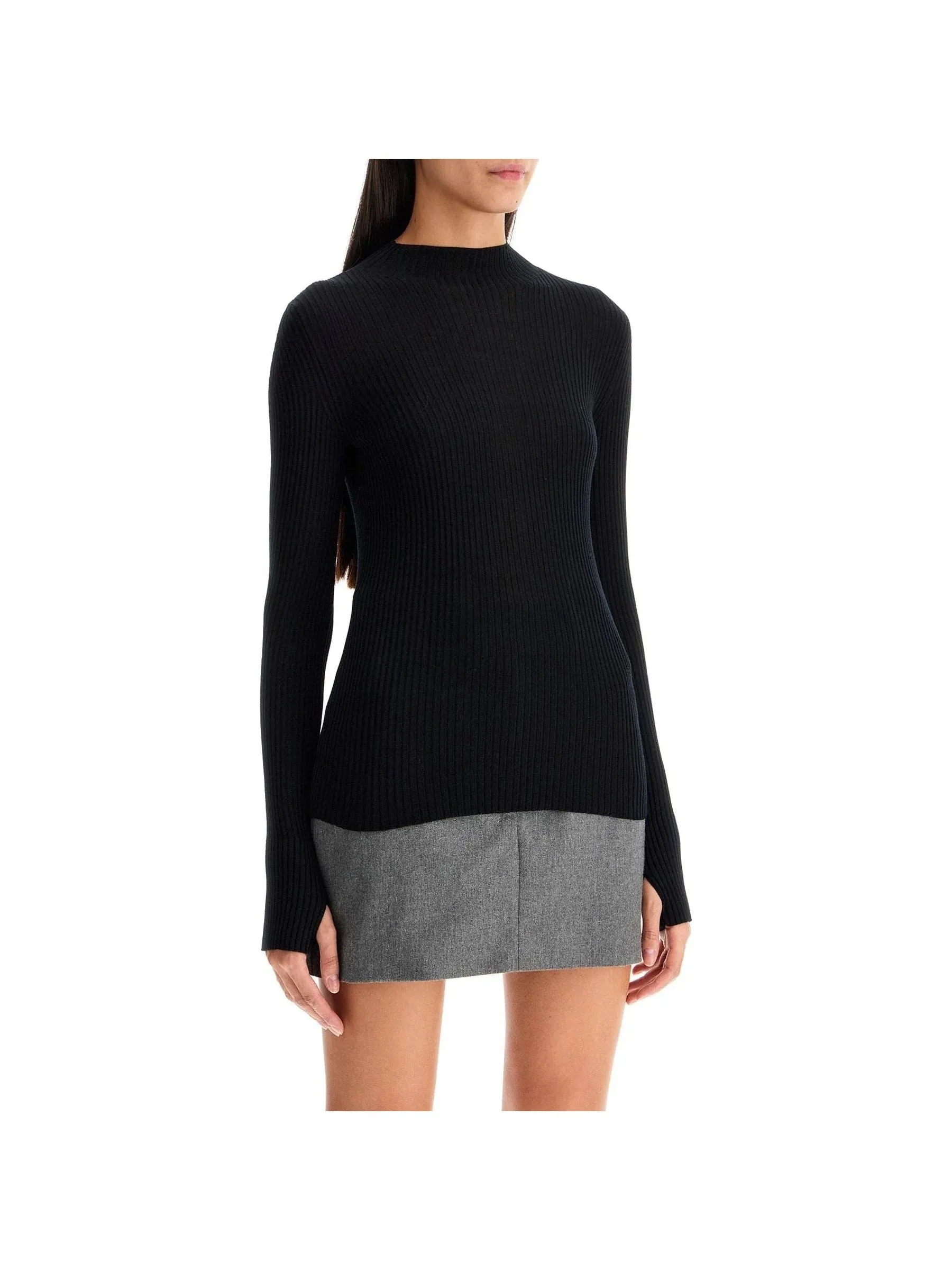 Ribbed High Neck Sweater