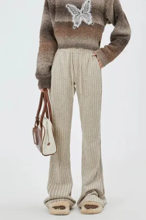 Ribbed Knit Casual Pants