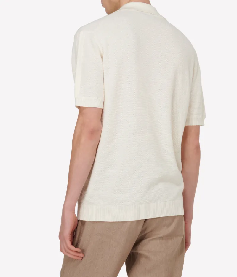 Rino Salt Pepper Short Sleeve Polo in Ivory