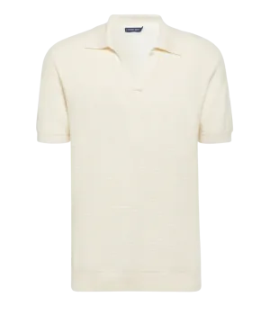 Rino Salt Pepper Short Sleeve Polo in Ivory