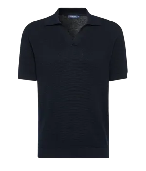 Rino Salt Pepper Short Sleeve Polo in Navy