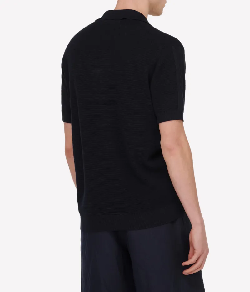 Rino Salt Pepper Short Sleeve Polo in Navy