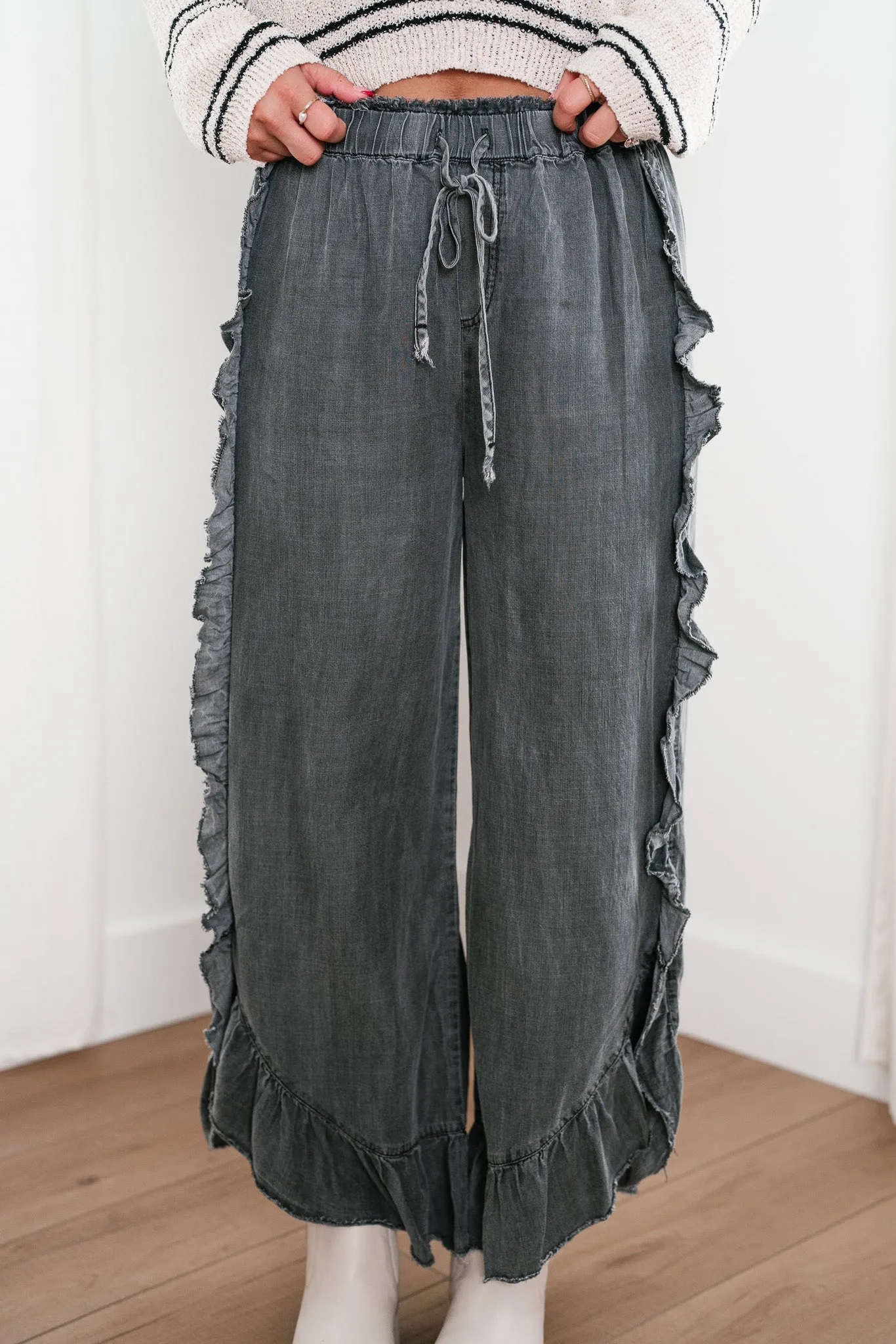 Ruffle Runway Wide-Leg Pant