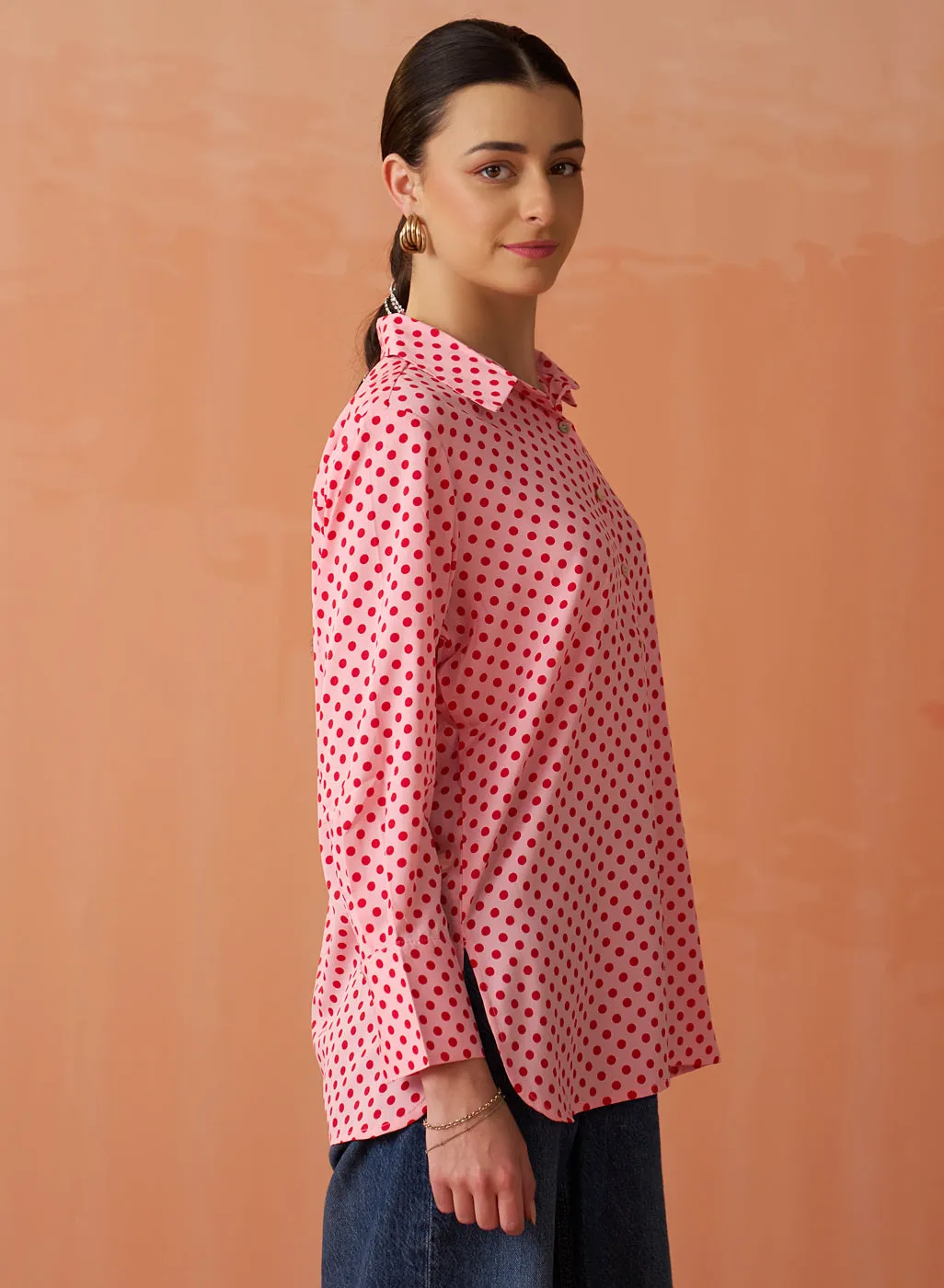 Sarina Pink Printed Shirt for Women