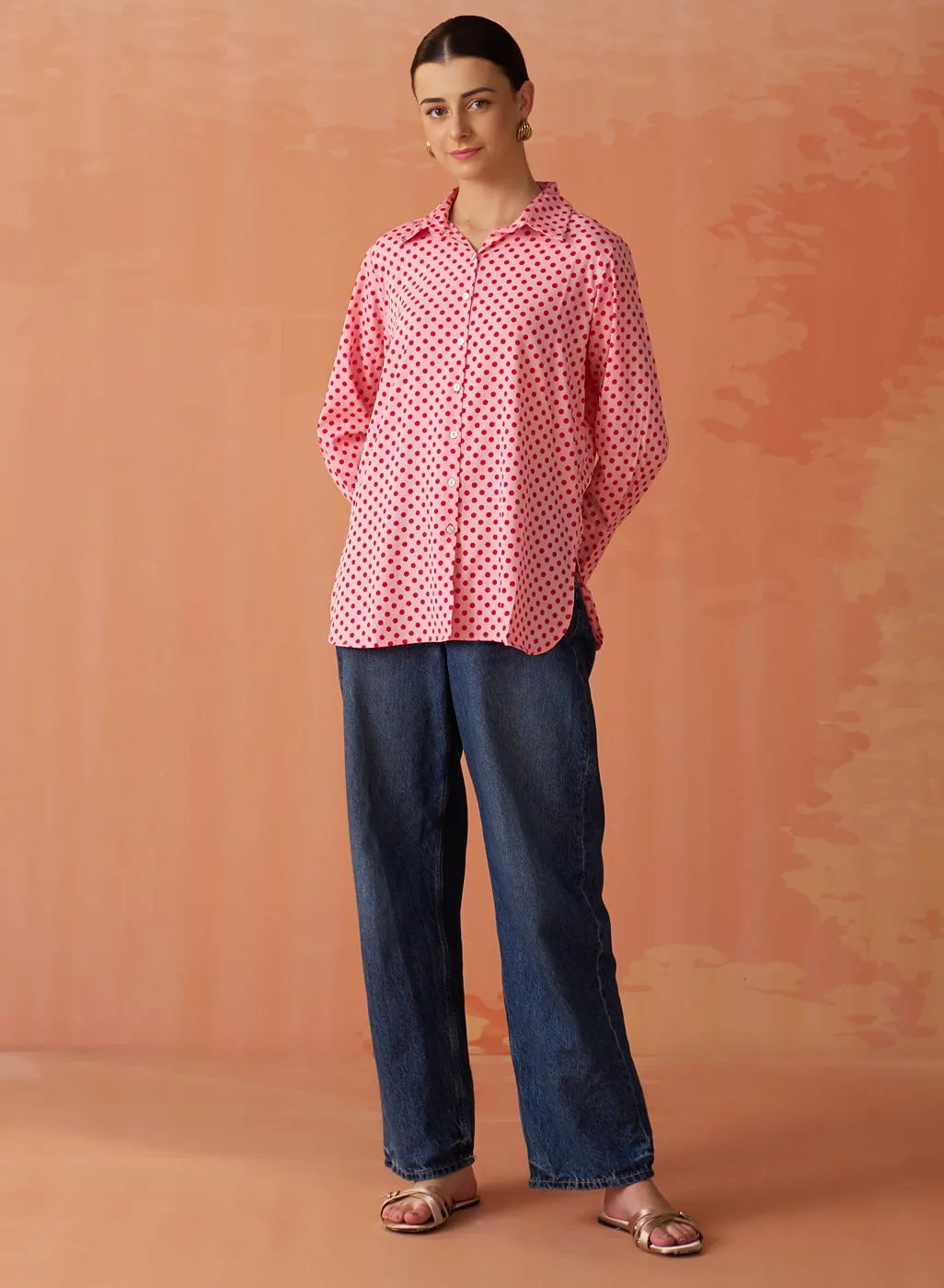 Sarina Pink Printed Shirt for Women