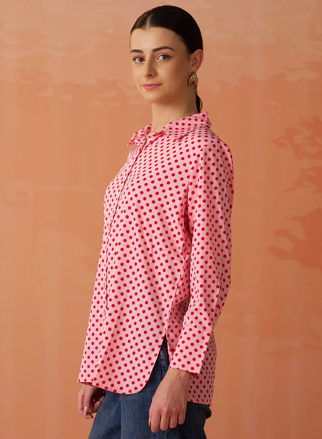 Sarina Pink Printed Shirt for Women