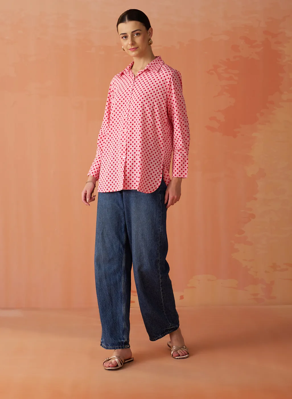 Sarina Pink Printed Shirt for Women