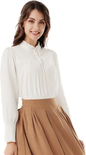 Scarlet Darkness Victorian Blouse for Women Cotton Long Sleeve Renaissance Shirt