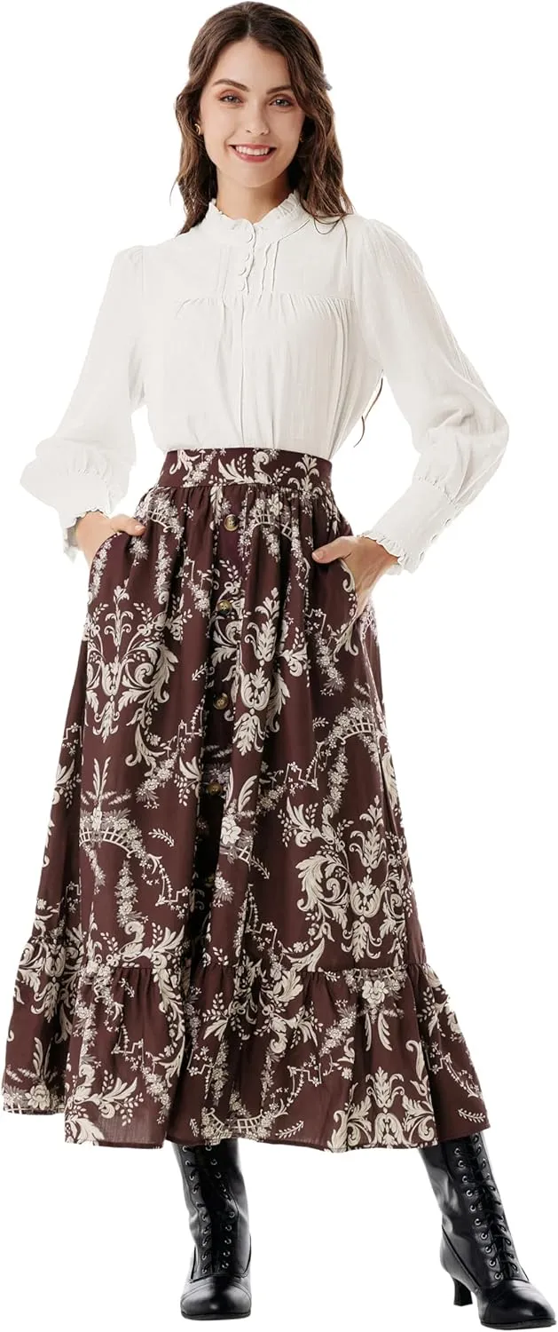 Scarlet Darkness Victorian Blouse for Women Cotton Long Sleeve Renaissance Shirt